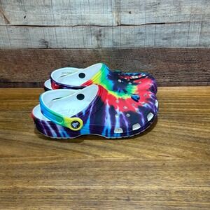 Crocs Classic Tie Dye Multi Color Clogs Shoes Mens 5 Womens 7 Jibbitz